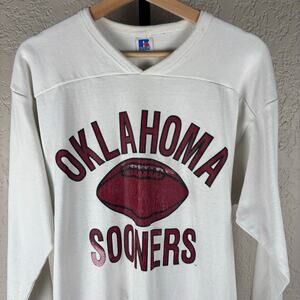 Oklahoma Sooners Vintage 80s Russell Athletic Large Football Raglan Jersey